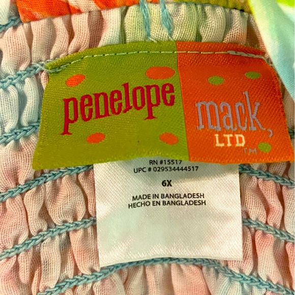 PENELOPE MACK Kiwi Melon Print Summer Sundress Flower Accent Girl’s Size 6X - Picture 6 of 6